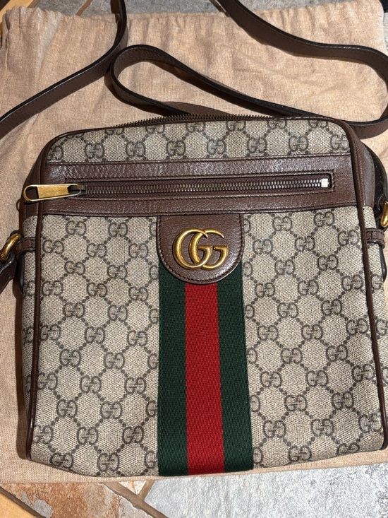 GG Supreme Monogram Web Small Ophidia Messenger Bag Brown